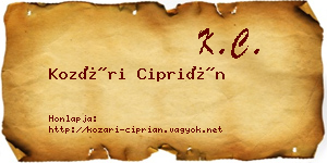Kozári Ciprián névjegykártya
